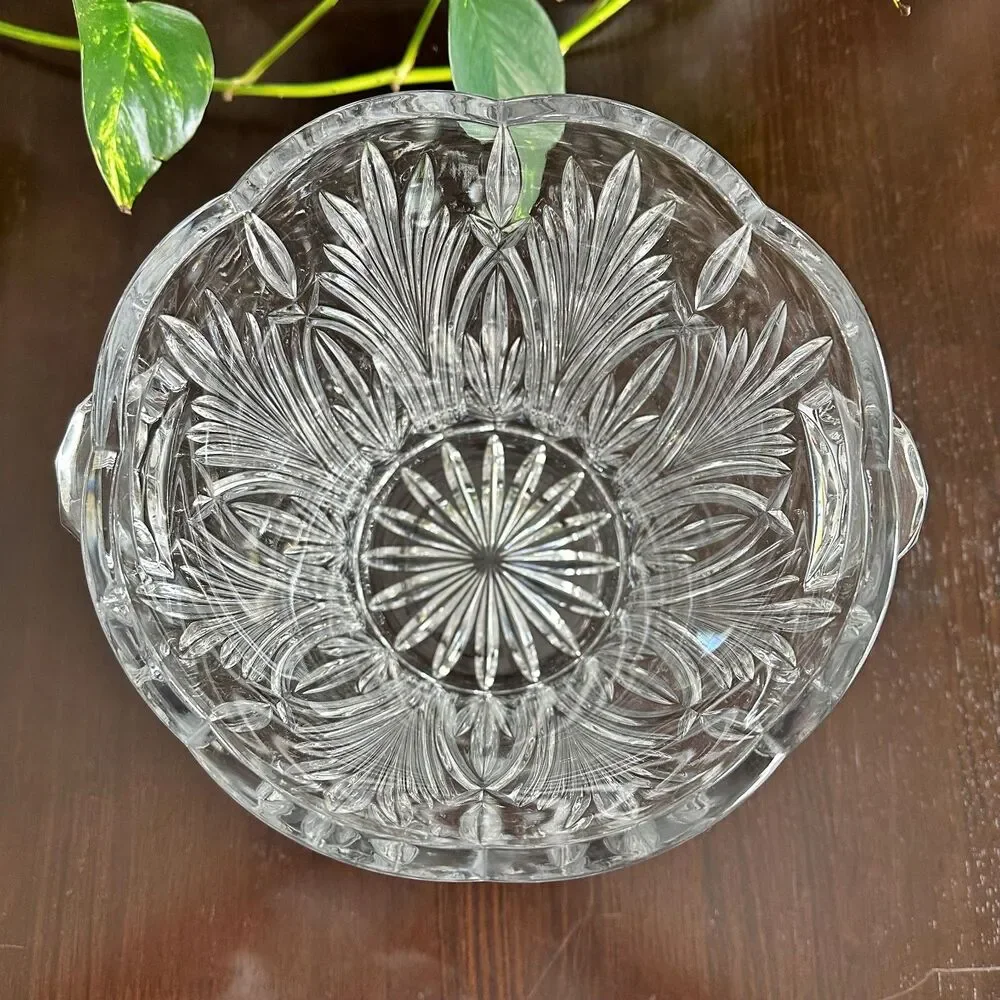 Bohemia 24% Lead Crystal Ice Bucket w/ Vertical Leaf Pattern Champagne Chiller